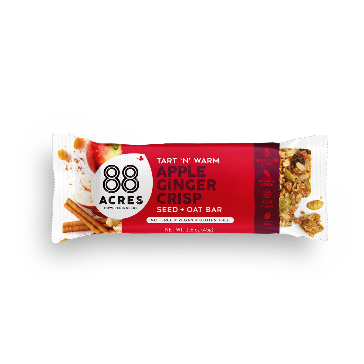 88 Acres Apple Ginger Crisp Seed + Oat Bar 1.6 Oz Bar