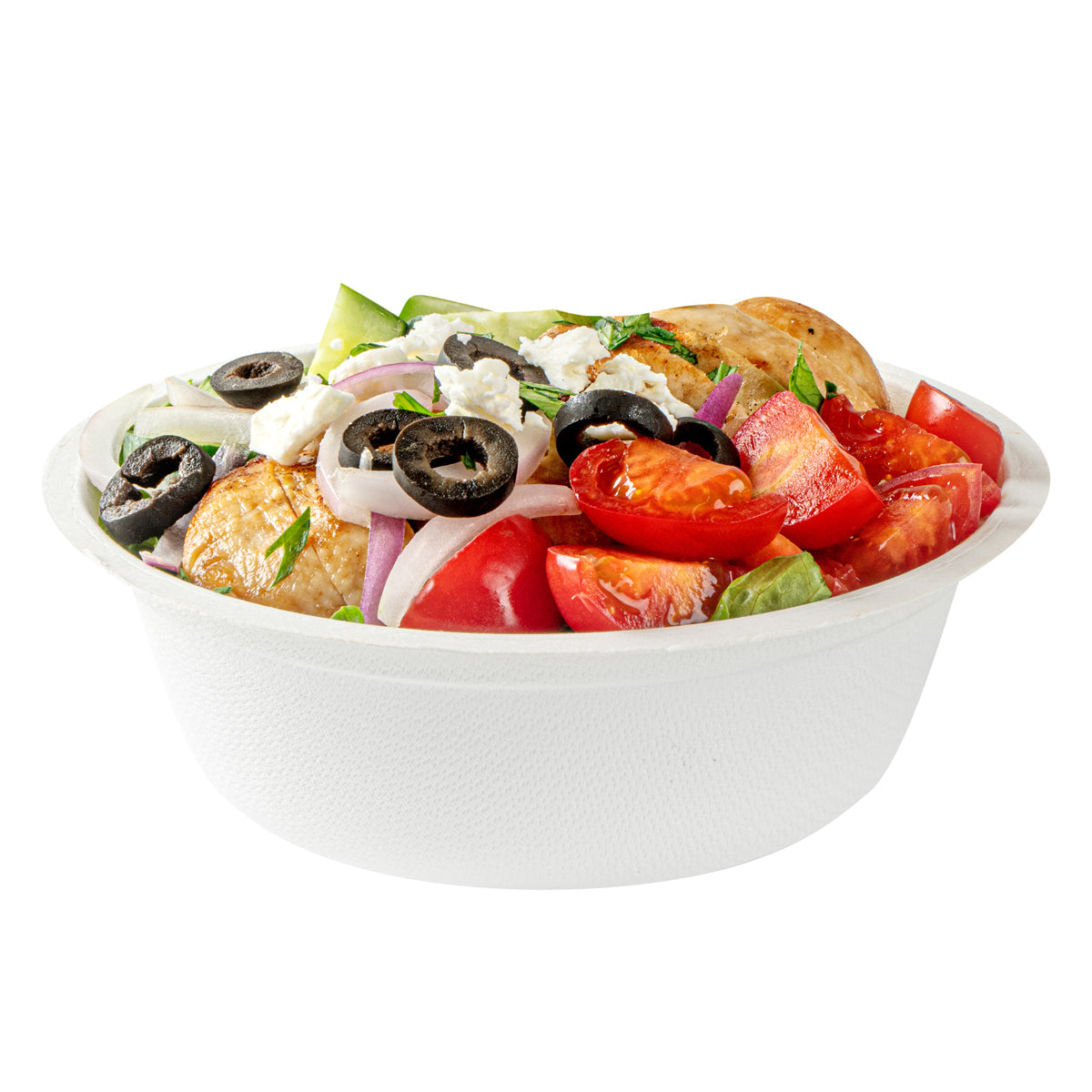 Wholesale Restaurantware 18 oz Round White Sugarcane Salad Bowl-100 CT Bulk