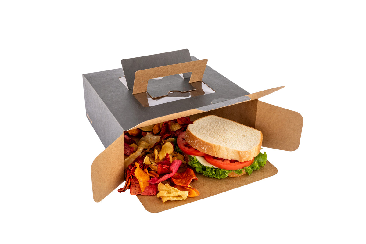 Wholesale Restaurantware Square Black Paper Cake Box - with Pop-Up Handle, Window- Bulk