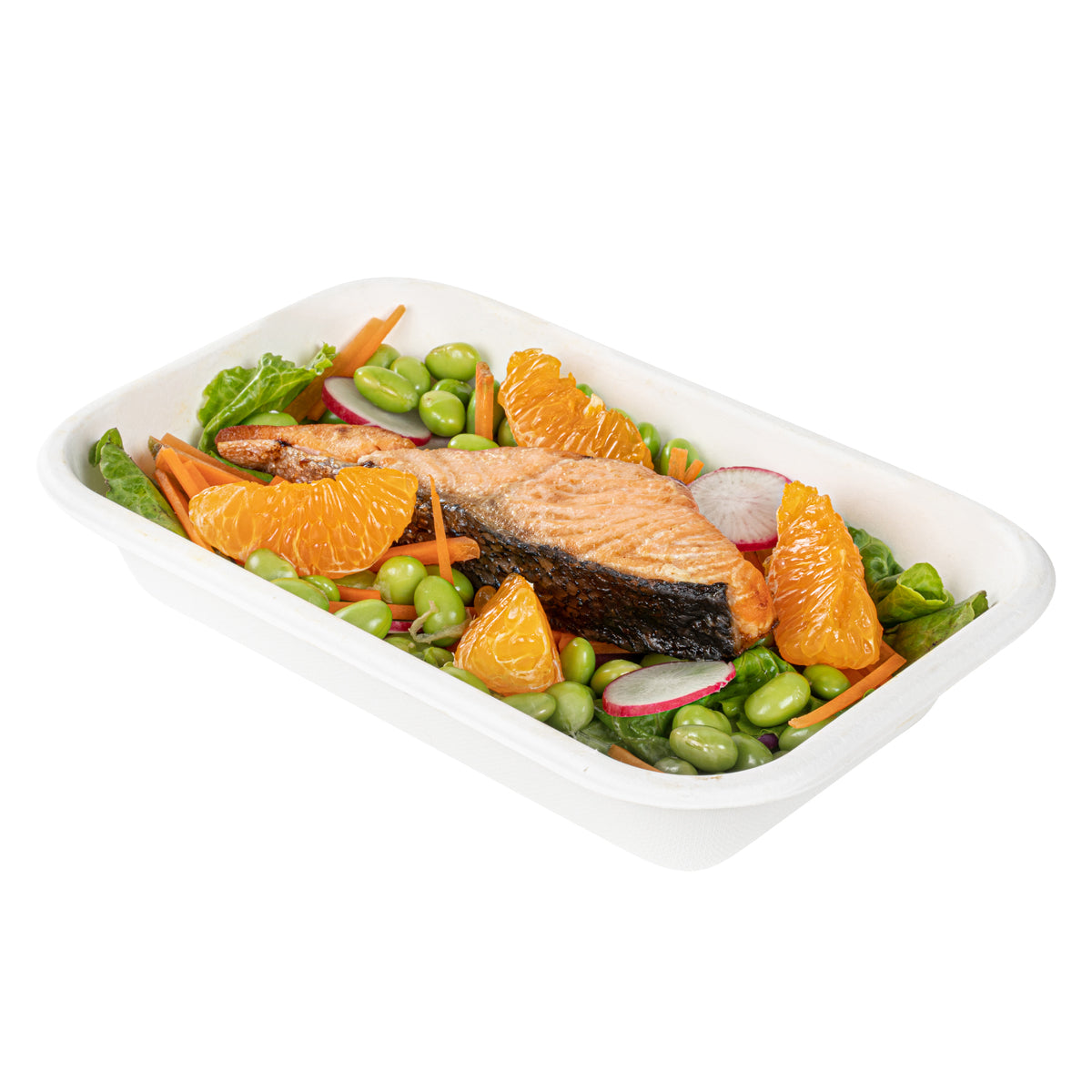 Restaurantware 24 oz Rectangle White Sugarcane Container