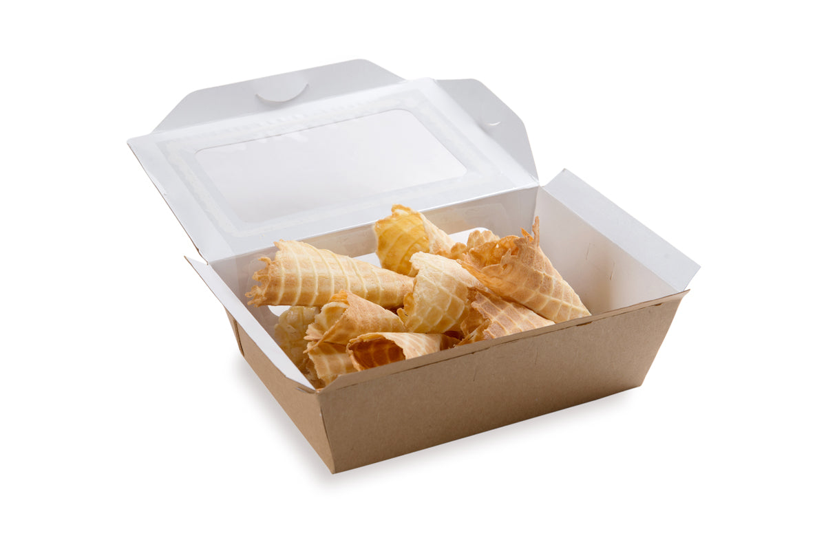 Wholesale Restaurantware 35 oz Rectangle Kraft Paper Medium Lunch Box 50 CT-4ct Case Bulk