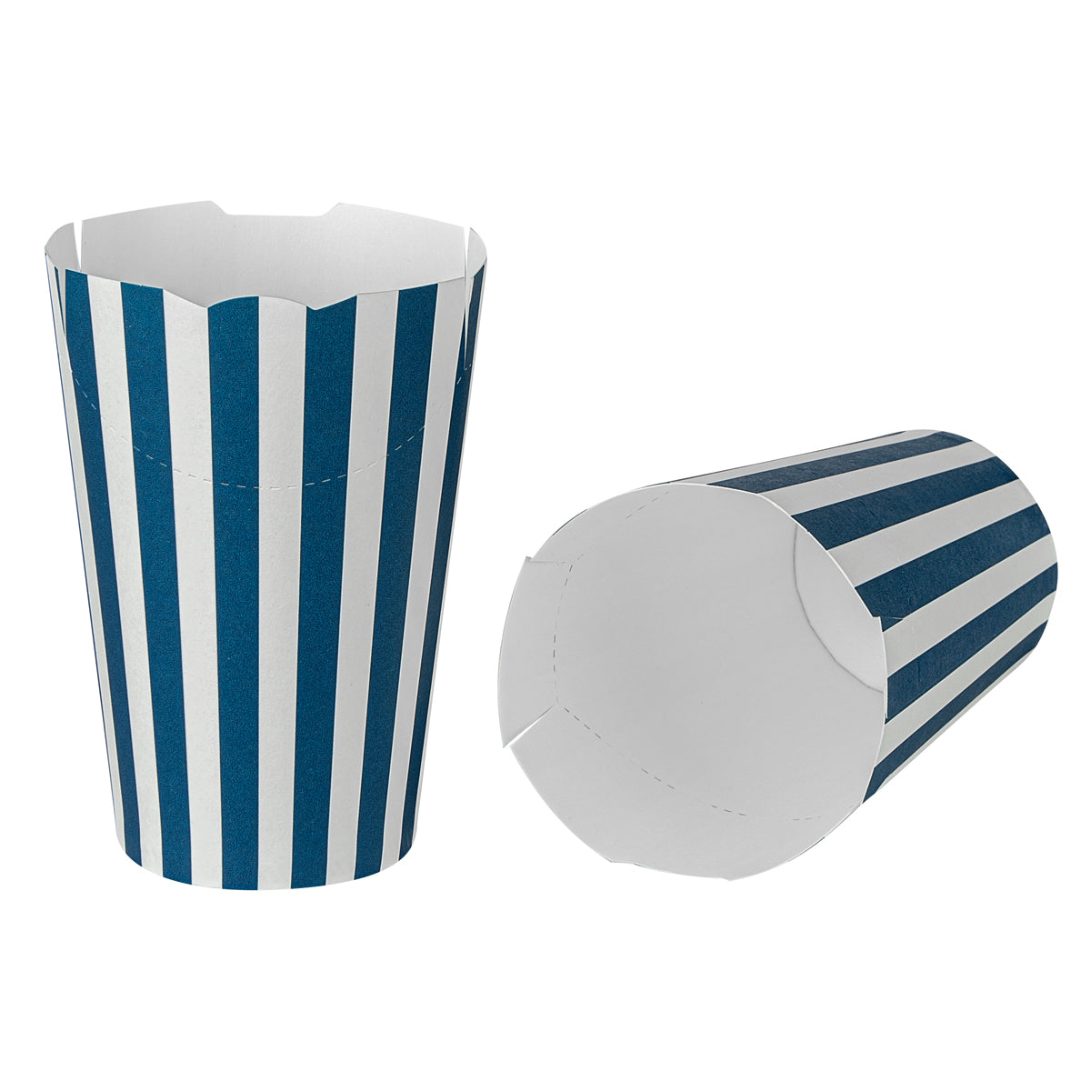 Wholesale Restaurantware 16 oz Blue & White Stripe Paper To Go Fry Cup- Bulk