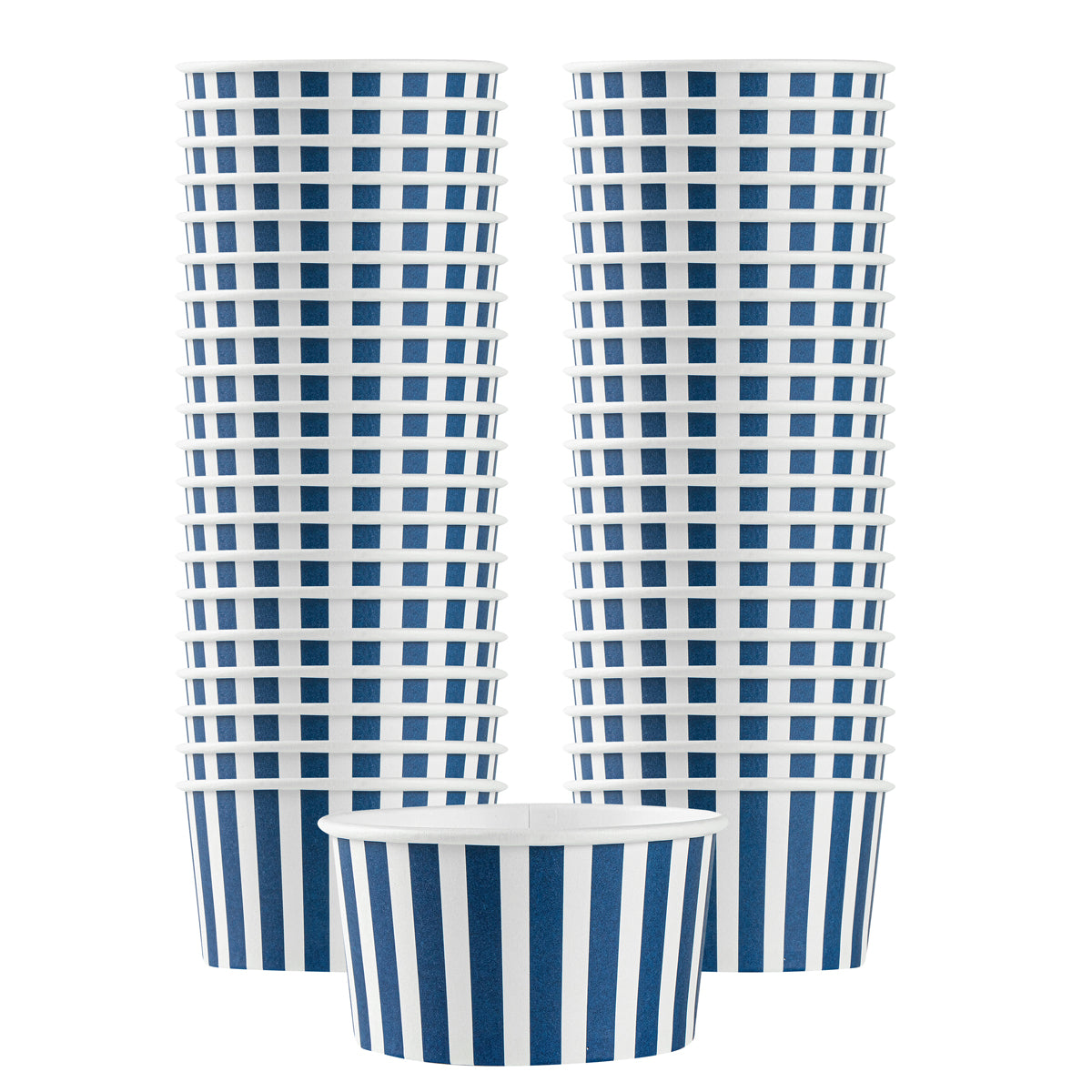 Restaurantware 8 oz Round Blue & White Stripe Paper To Go Cup 50 CT