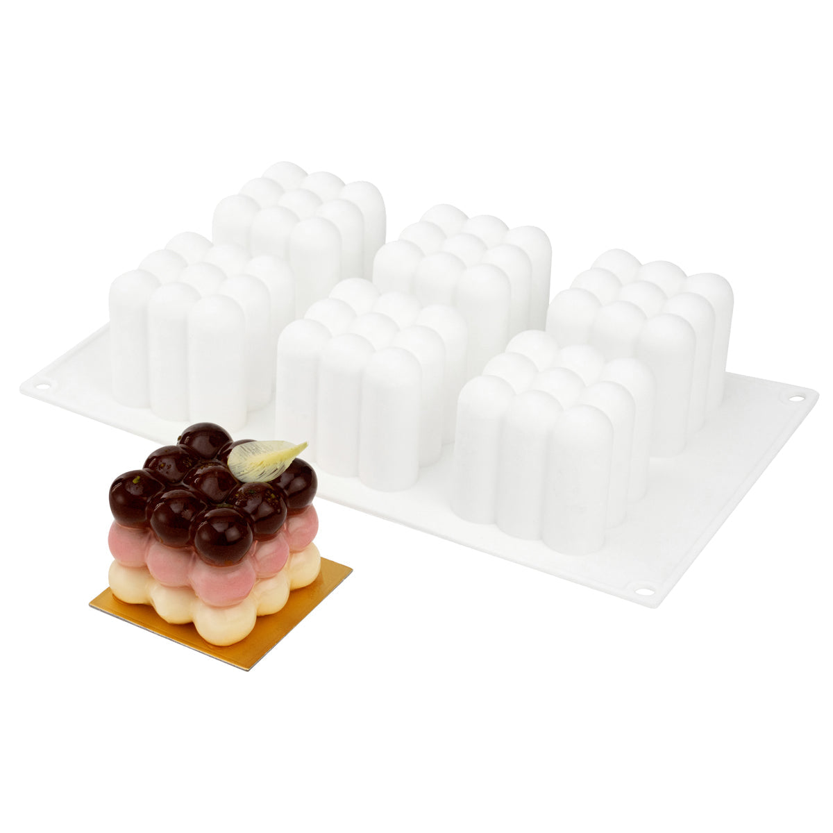 Wholesale Restaurantware Silicone Bubble Cube Baking Mold - 6-Compartment- Bulk