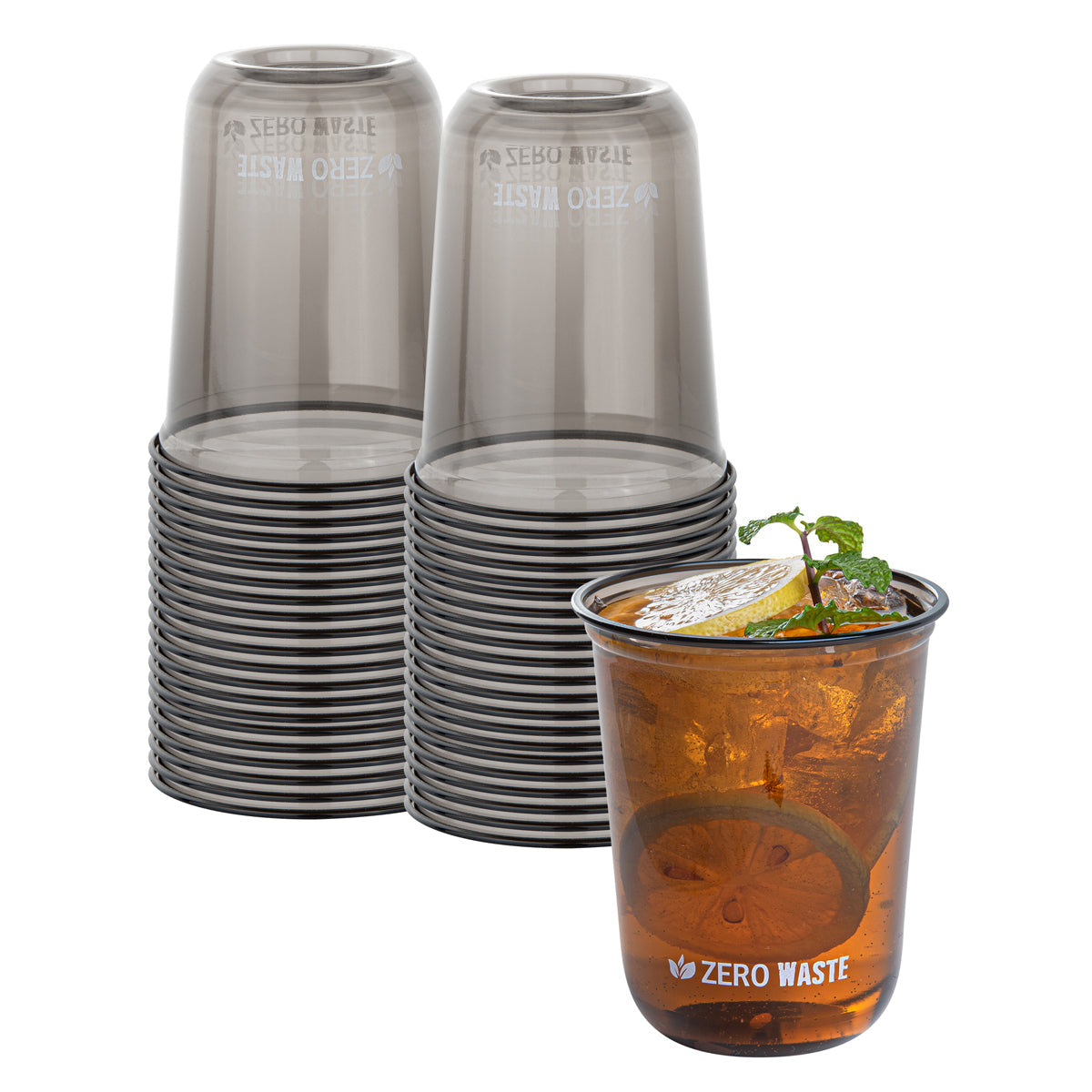 Wholesale Restaurantware 12 oz U-Shape Black PLA Plastic Drinking Cup, Rounded Bottom 100 CT-10ct Case Bulk