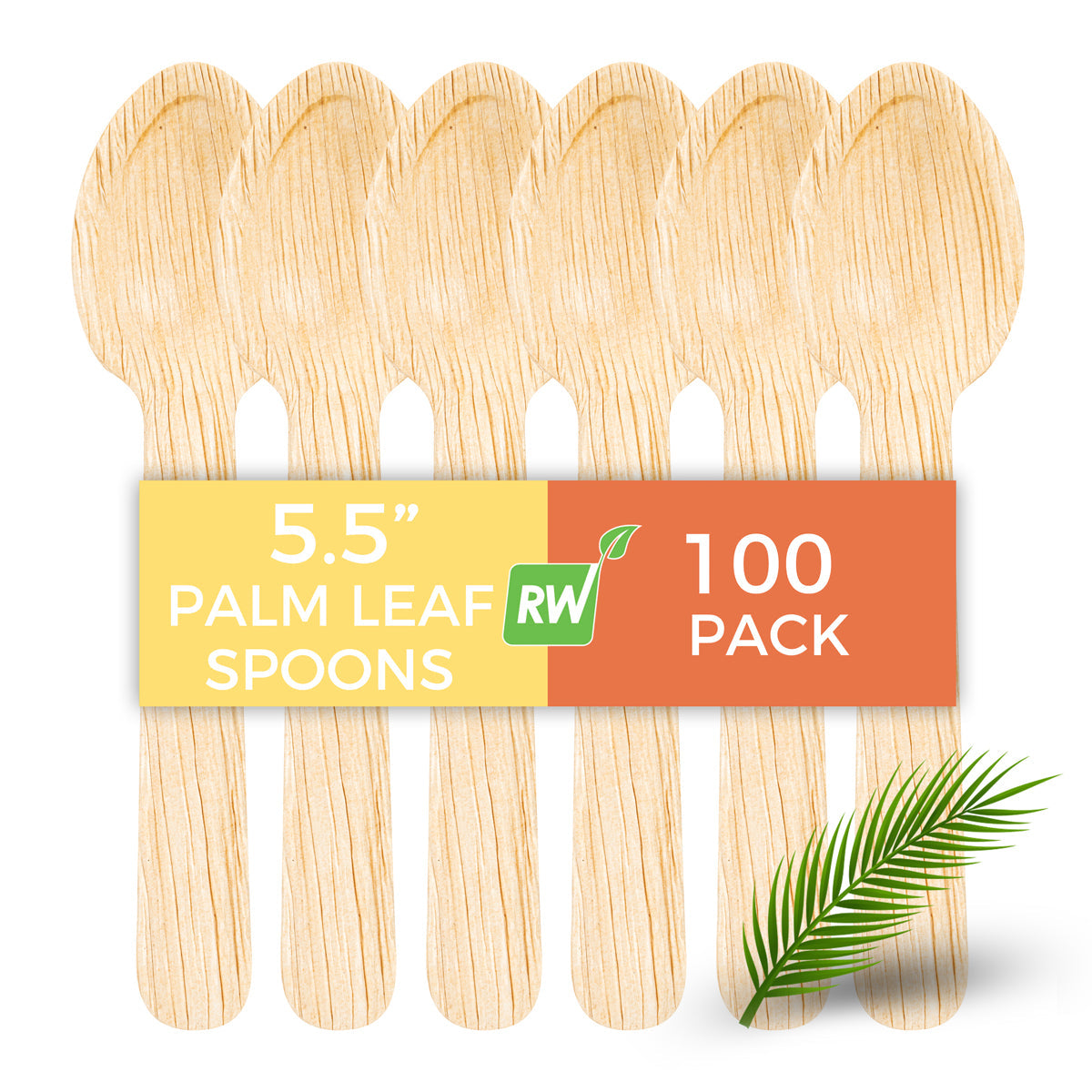 Restaurantware Round Natural Palm Leaf Spoon - 5.5in 25 CT