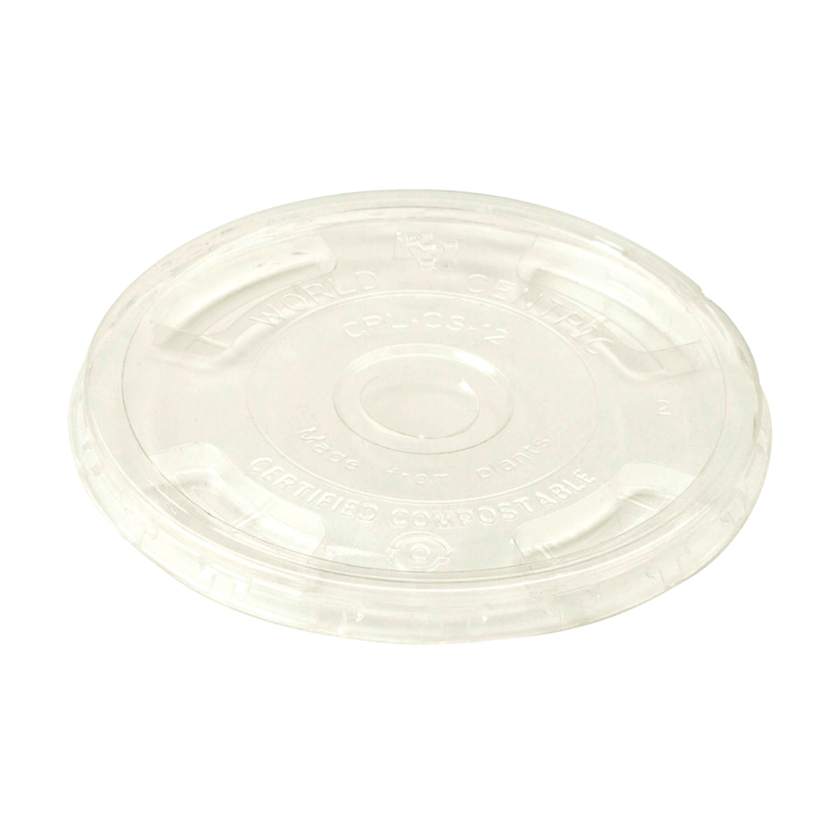 Wholesale World Centric Clear Plastic Lid w/ Straw Hole- Bulk