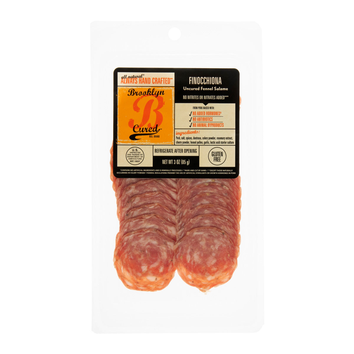 Wholesale Brooklyn Cured Sliced Finocchiona 3 Oz Bag-12ct Case Bulk