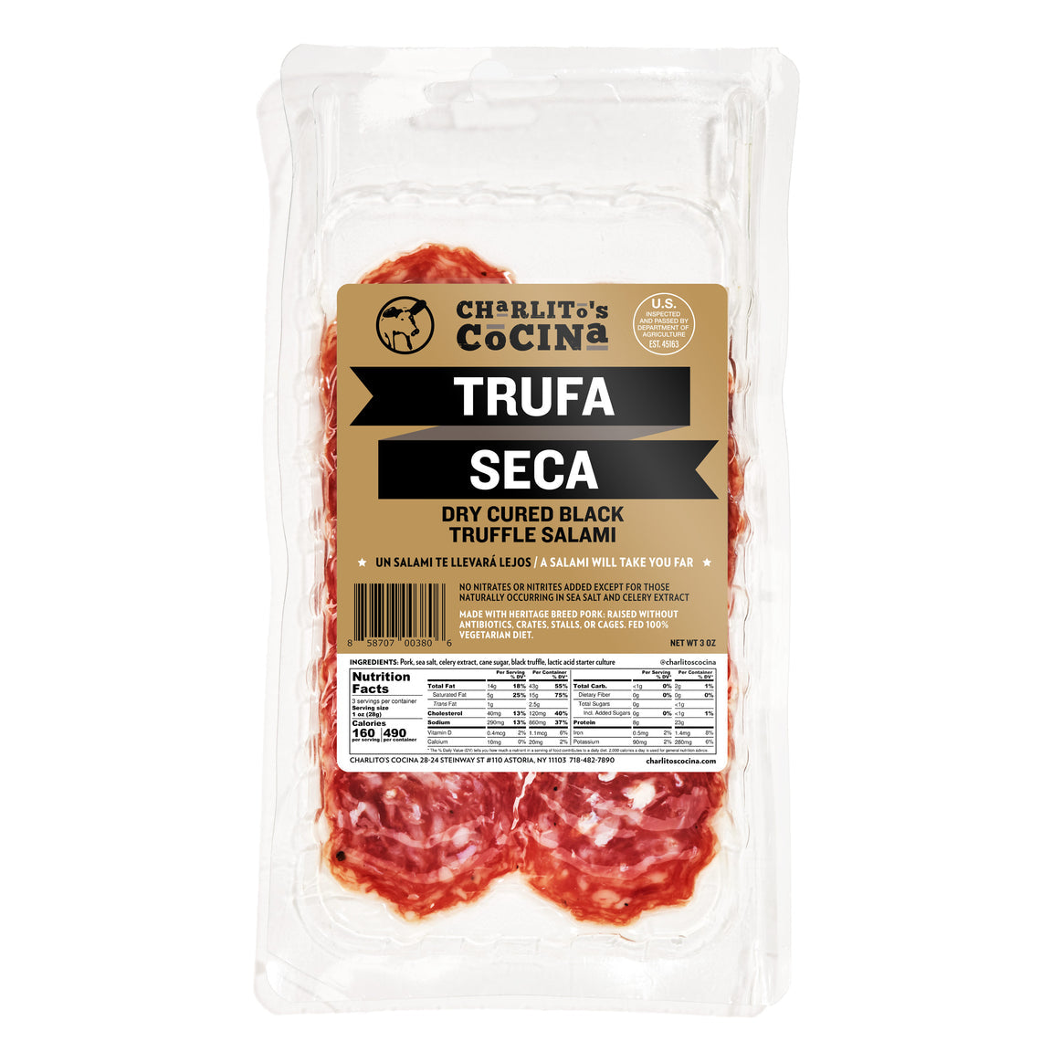 Wholesale Charlito'S Cocina Trufa Seca Salami Sliced 3 OZ- Bulk