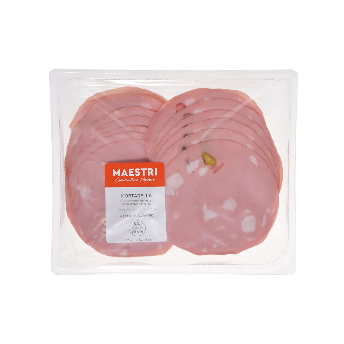Wholesale Maestri Sliced Mortadella with Pistachio- Bulk