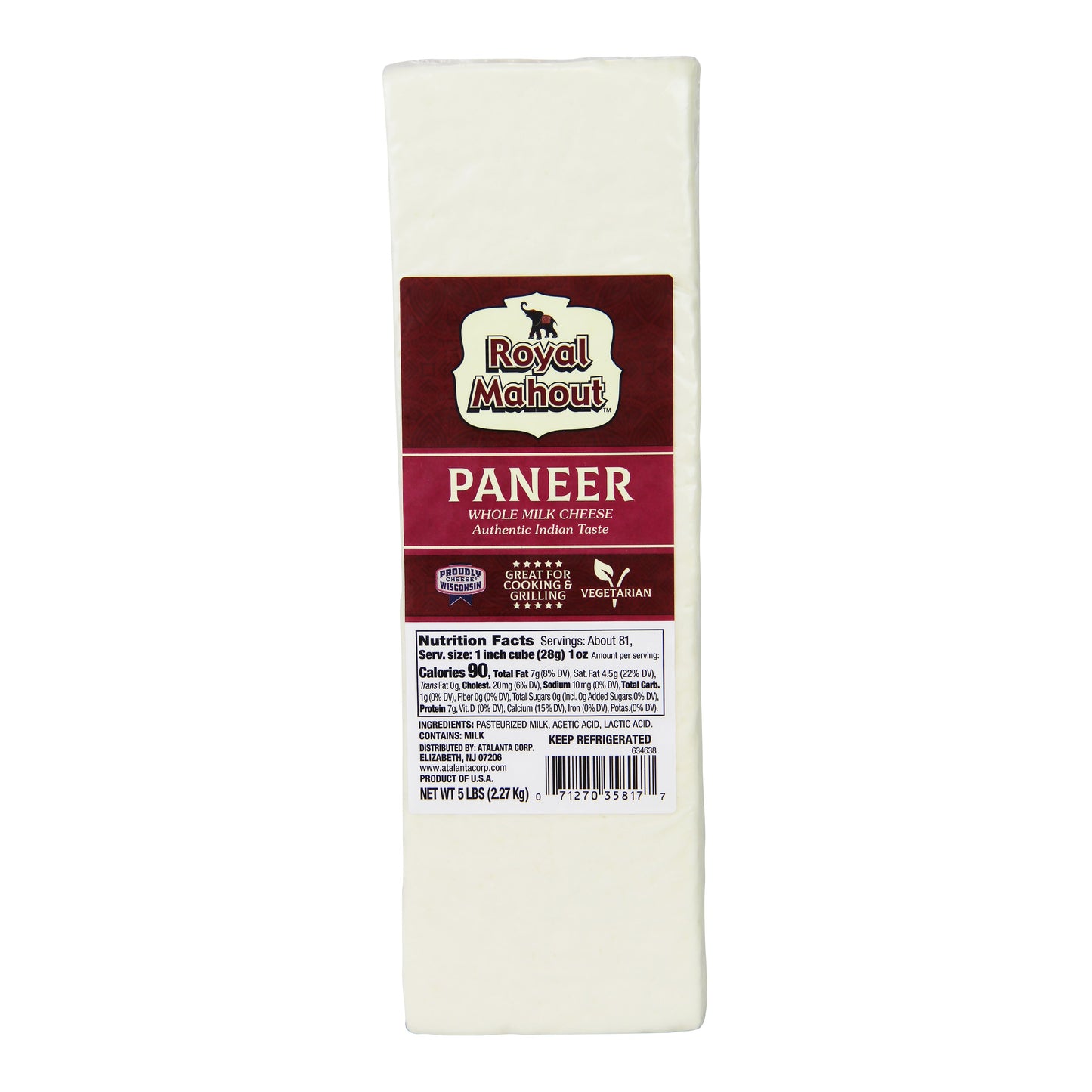 Wholesale Royal Mahout Paneer-5 LB Bulk