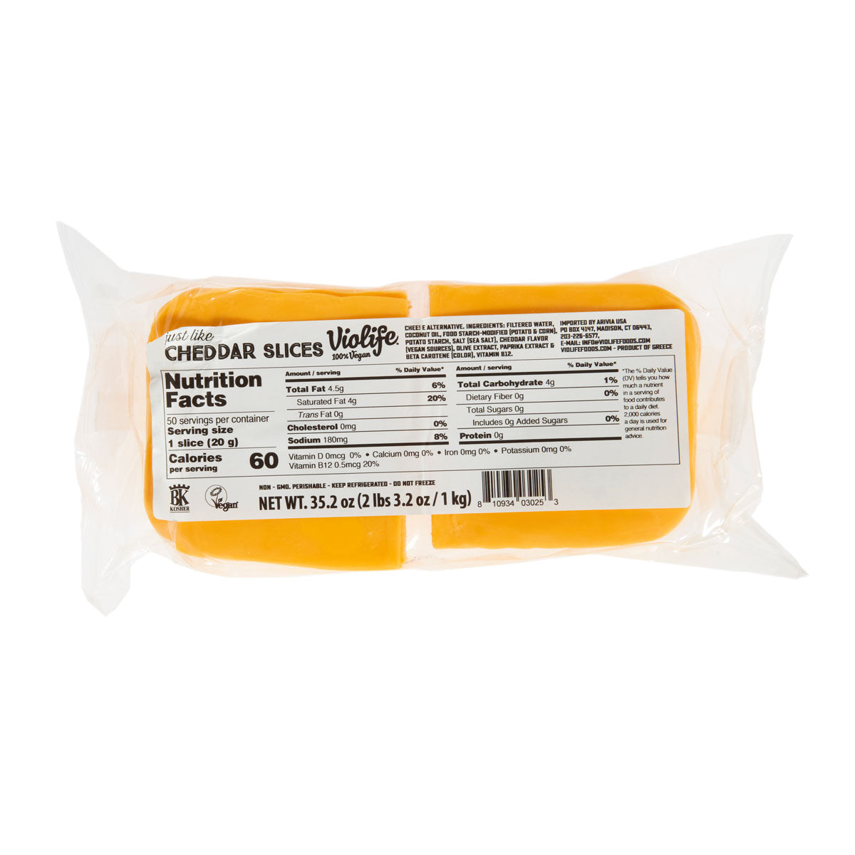 Violife Vegan Sliced Cheddar Cheese 2.2 LB