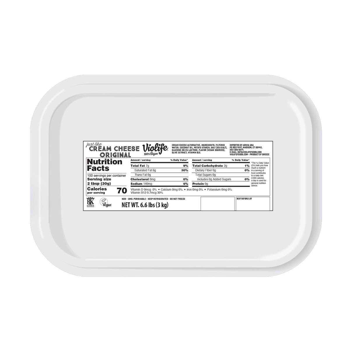 Wholesale BoxNCase Vegan Cream Cheese 6.6 lb Box- Bulk