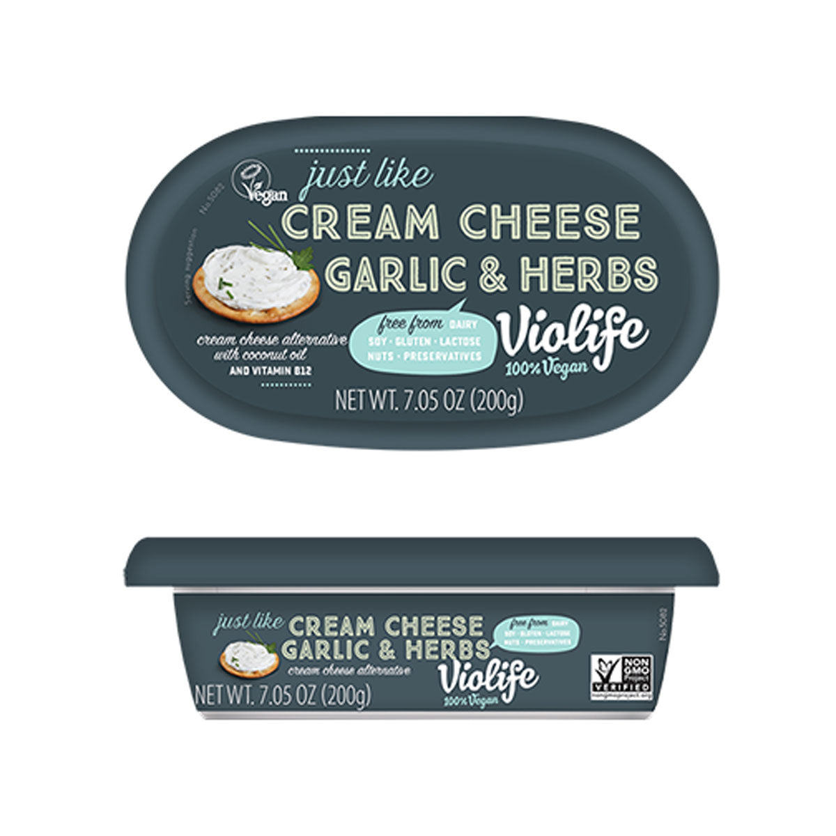 Violife Vegan Cream Cheese Garlic & Herbs Retail 7.05 Oz Box