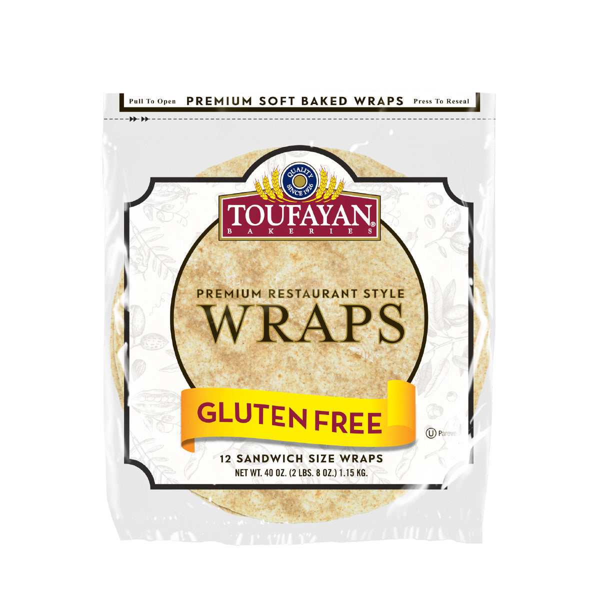 Toufayan Bakeries Gluten Free 12 Plain Wraps 12 CT