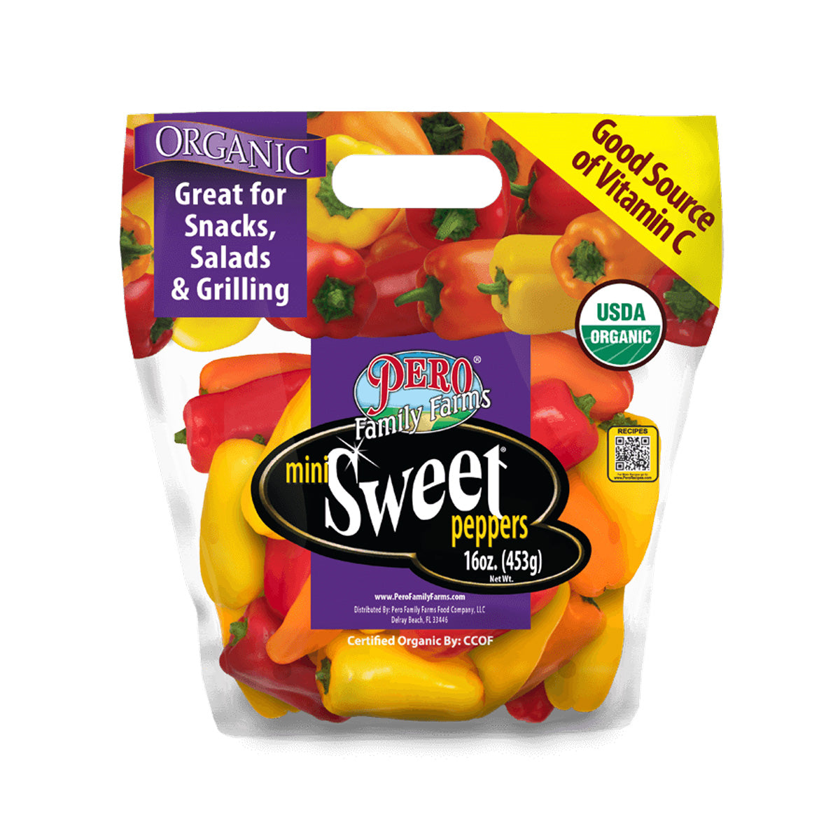 Wholesale Pero Family Farms Organic Mini Sweet Peppers 8 OZ- Bulk