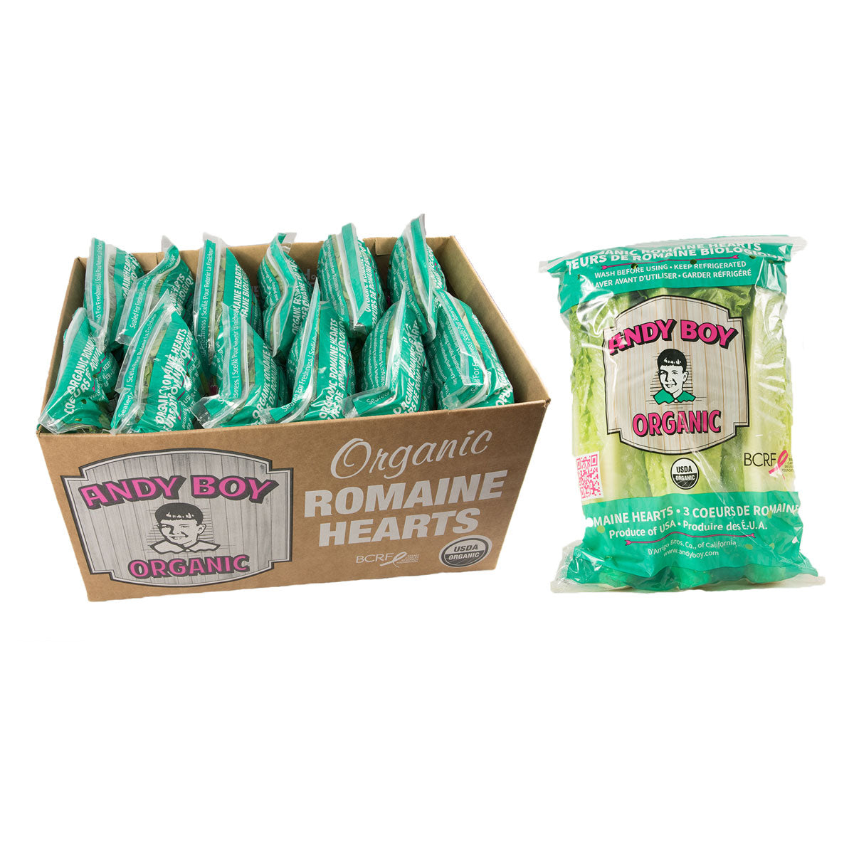 Wholesale D'Arrigo Organic Andy Boy Romaine Hearts 18 Oz Bag- Bulk