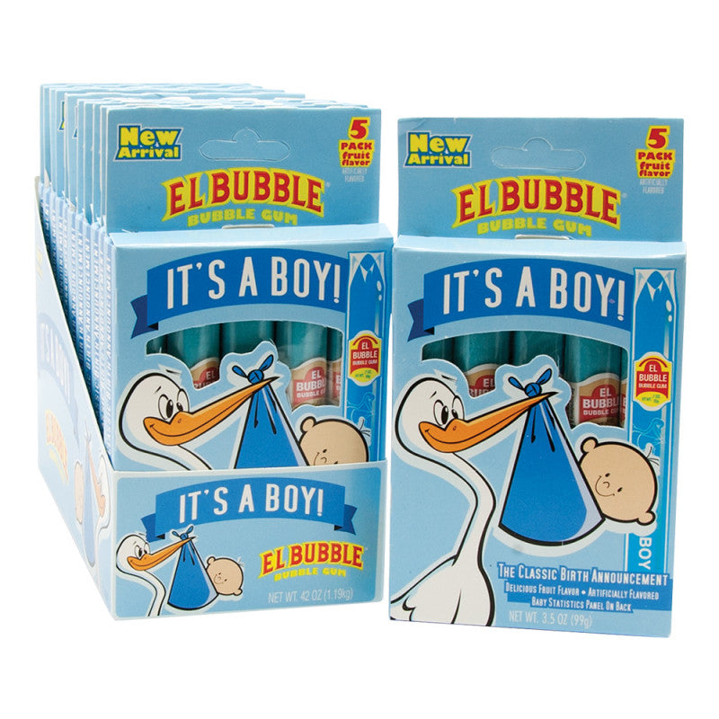 Wholesale El Bubble It's A Boy Bubble Gum Cigars 5 Pc Box- Bulk