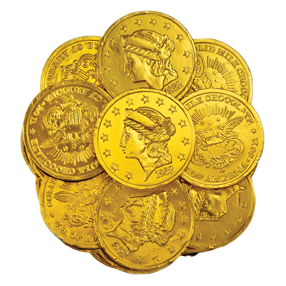 Wholesale Madelaine Large Milk Chocolate Gold Foiled Coins- Bulk