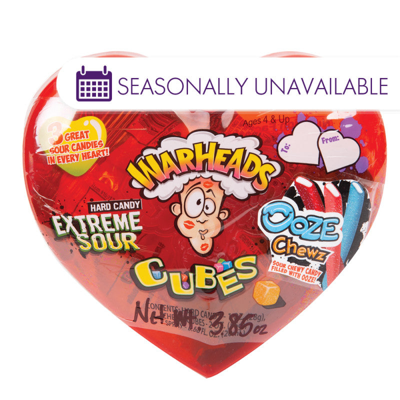 Wholesale Warheads Sour Assortment Plastic Heart 3.75 Oz- Bulk