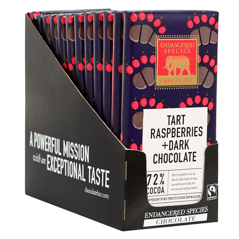 Wholesale Endangered Species Dark Chocolate Raspberry 3 Oz Bar- Bulk