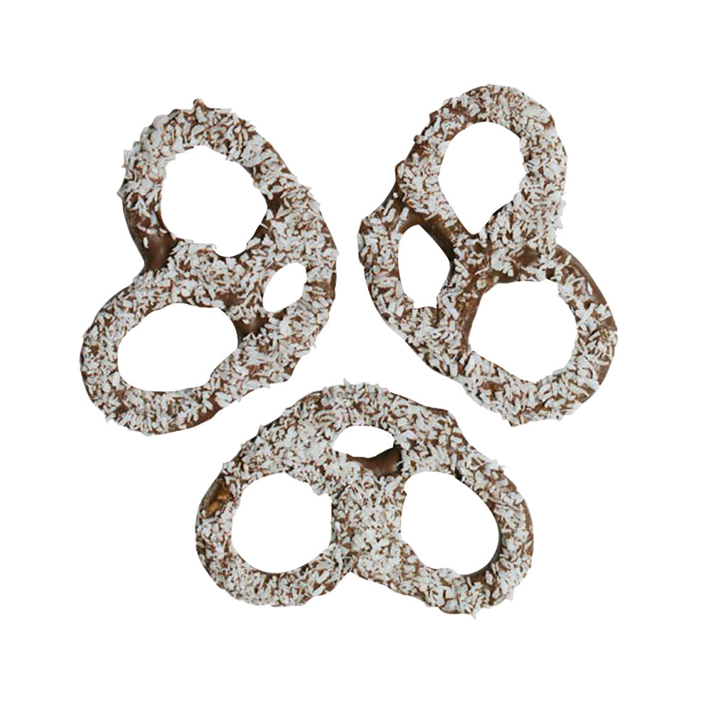 Wholesale BoxNCase Milk Chocolatey Coated Coconut Premier Pretzels- Bulk