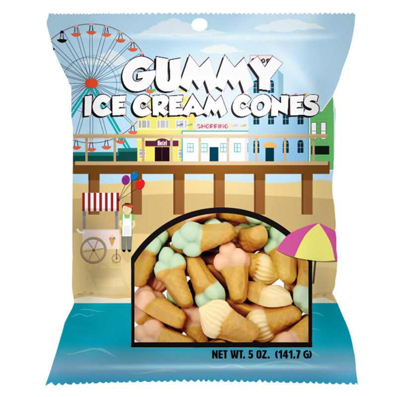 Wholesale Amusemints Gummy Ice Cream Cones 5 Oz Peg Bag- Bulk