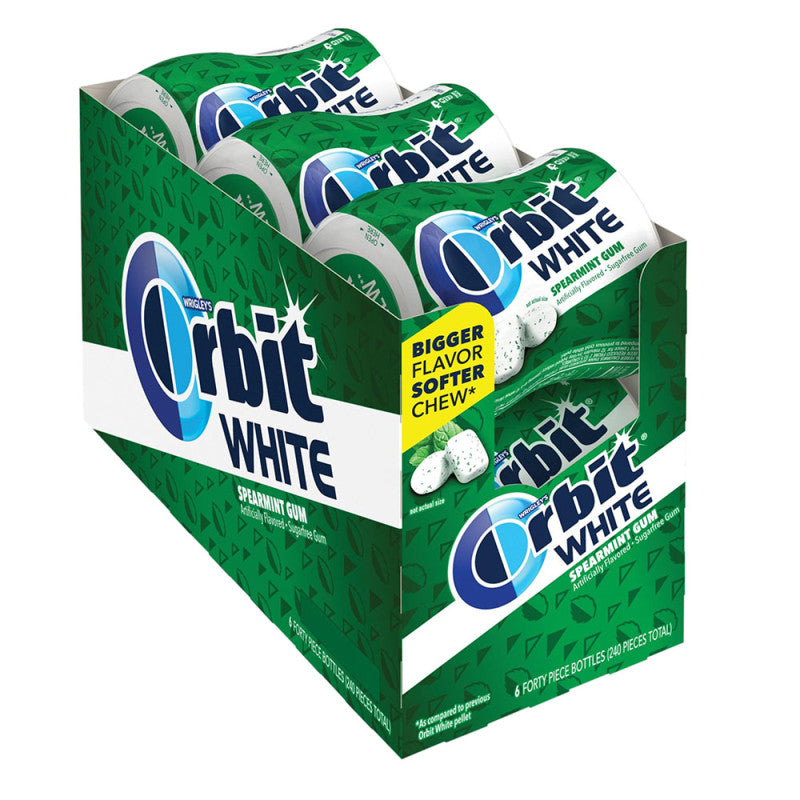 Wholesale Orbit White Sugar Free Soft Chew Spearmint Gum 40-Piece Bottle- Bulk