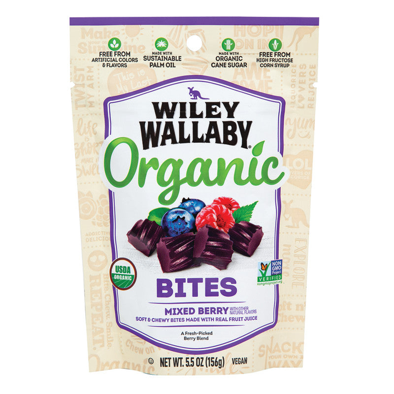 Wholesale Wiley Wallaby Mixed Berry Organic Bites 5.5 Oz Pouch- Bulk