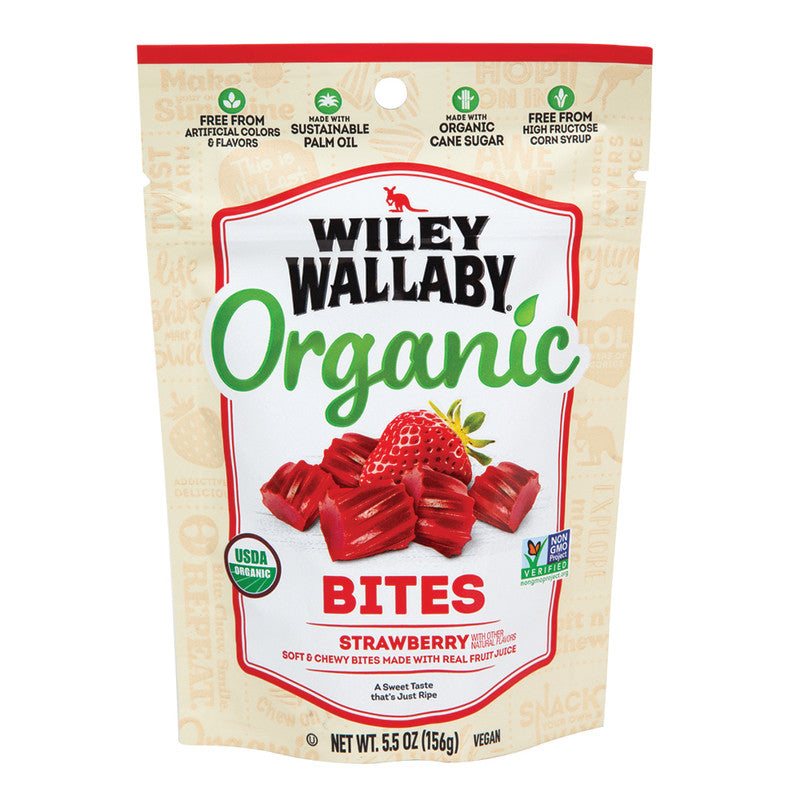 Wholesale Wiley Wallaby Strawberry Organic Bites 5.5 Oz Pouch- Bulk