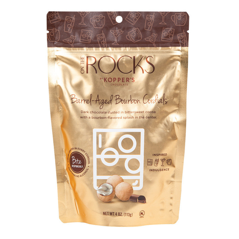 Wholesale On The Rocks Barrel Aged Bourbon Cordials 4 Oz Pouch- Bulk