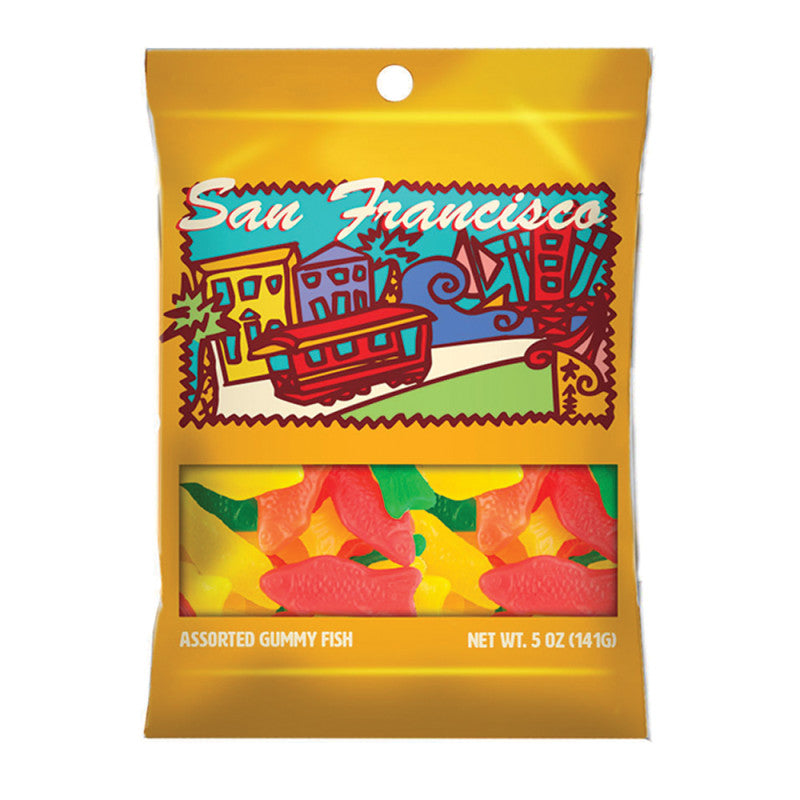 Wholesale Amusemints San Francisco Assorted Gummy Fish 5 Oz Peg Bag *Sf Dc Only* Bulk