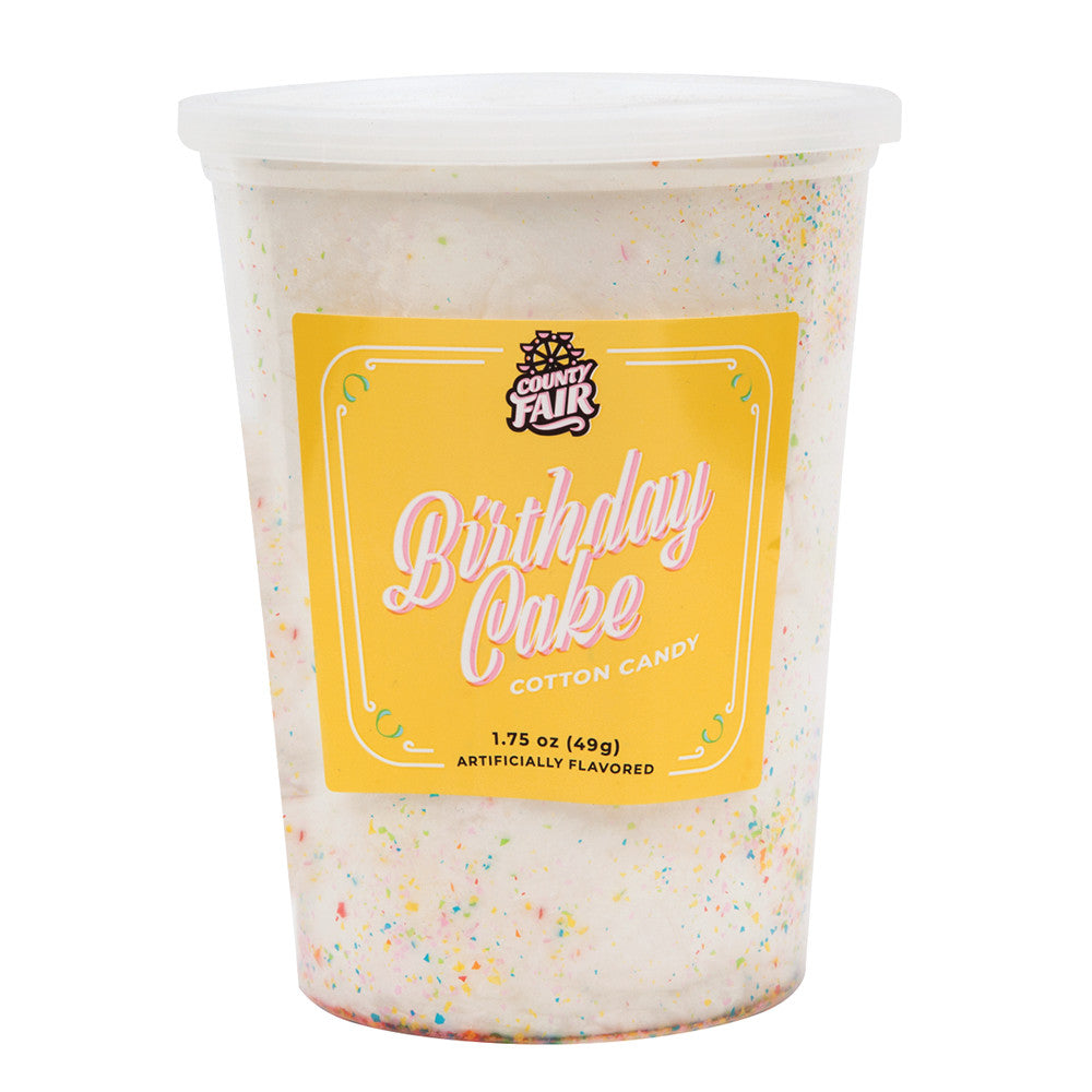 Wholesale County Fair Birthday Cake Cotton Candy 1.75 Oz Tub- Bulk