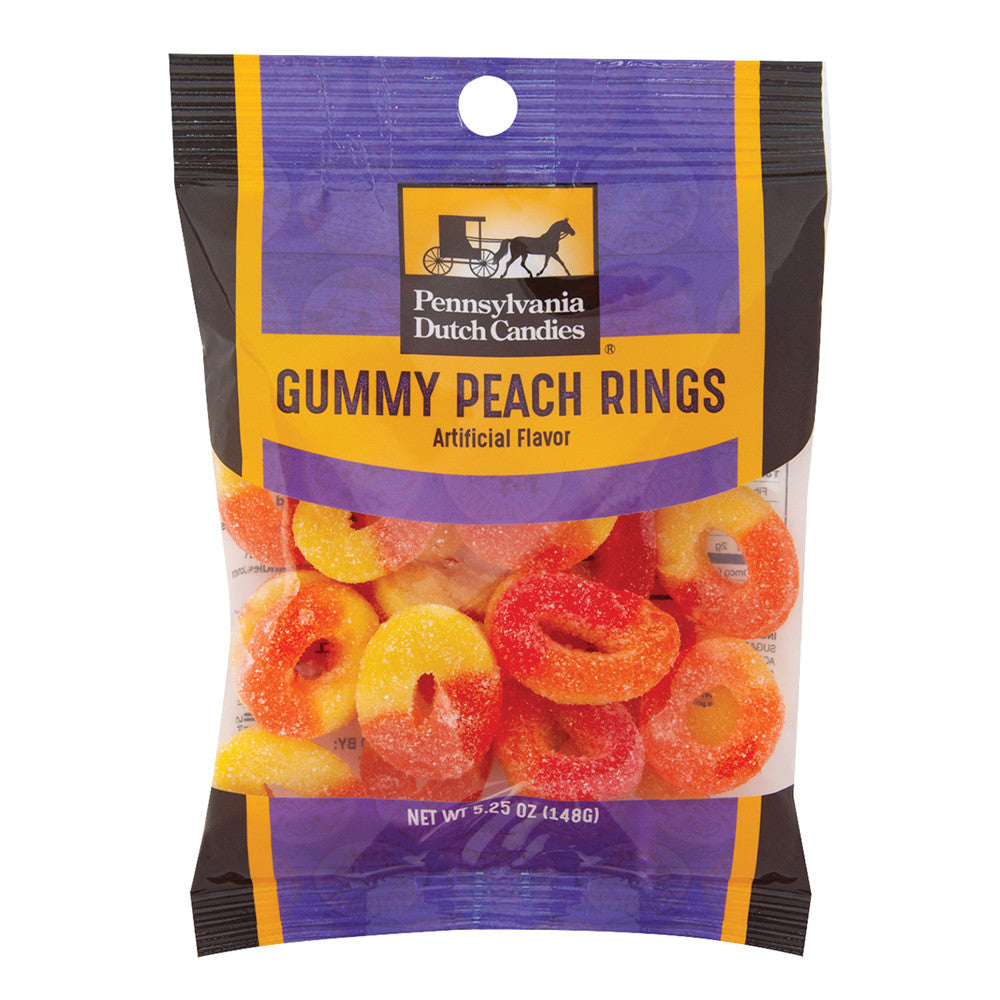 Wholesale Pdc Clear Window Bag Peach Rings Peg Bag 5.25 Oz- Bulk