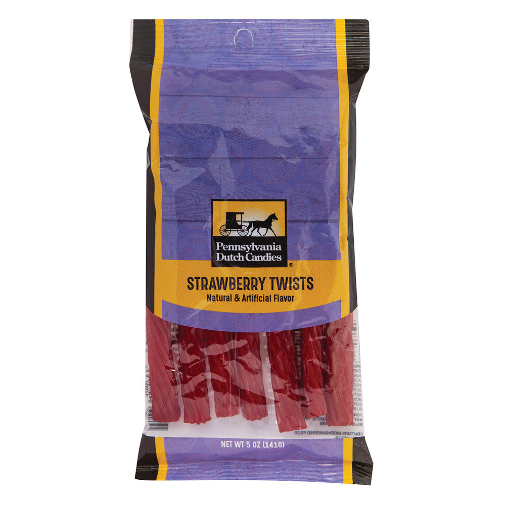Wholesale Pdc Clear Window Bag Strawberry Licorice Twists Peg Bag 5 Oz- Bulk
