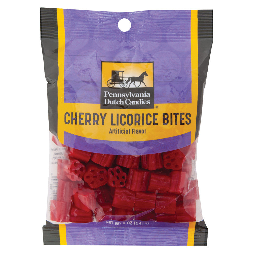 Wholesale Pdc Clear Window Bag Cherry Licorice Bites Peg Bag 5 Oz- Bulk