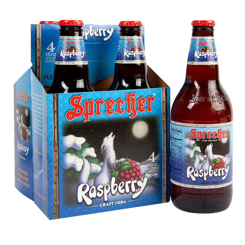 Wholesale Sprecher Raspberry Soda (Seasonal) 16 Oz Bottle 4 Pack- Bulk