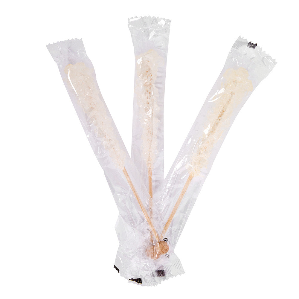 Wholesale Rock Candy - Wrapped - Stick - White - Natural - .6Oz Bulk