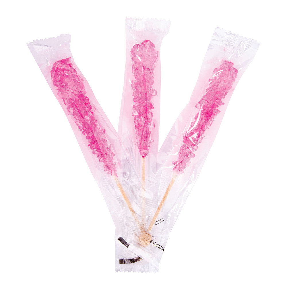 Wholesale BoxNCase Rock Candy Pink Bubble Gum Wrapped .6 oz Stick- Bulk