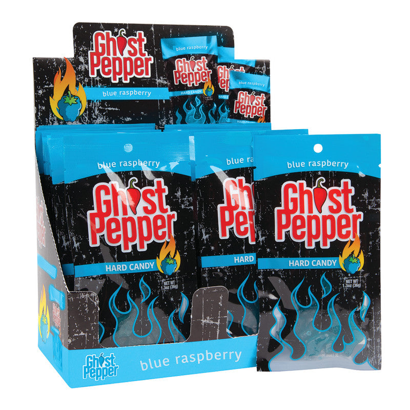Wholesale Ghost Pepper Blue Raspberry Hard Candy 1.3 Oz Peg Bag- Bulk