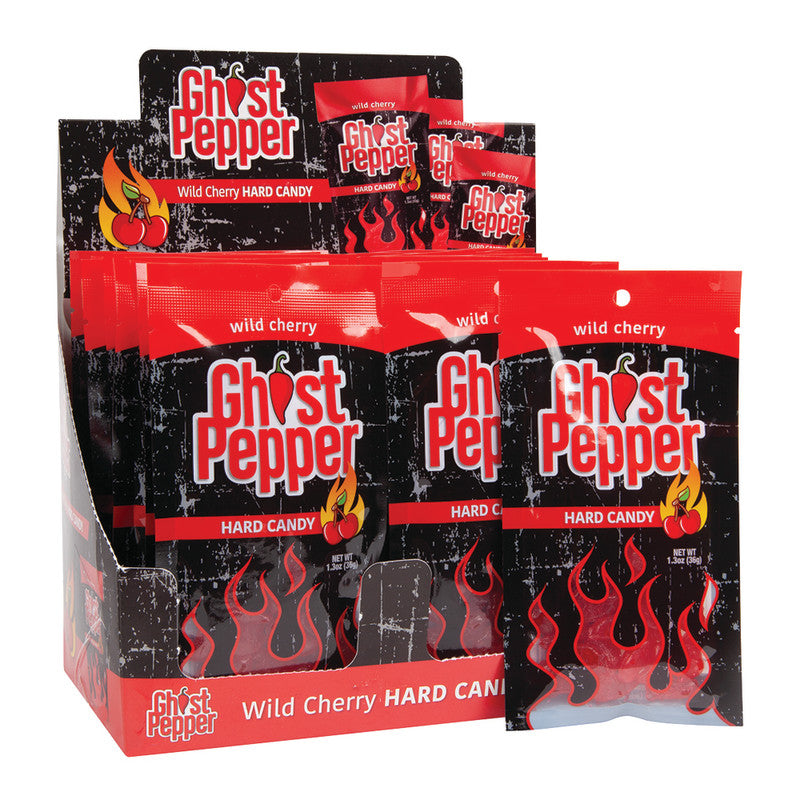 Wholesale Ghost Pepper Wild Cherry Hard Candy 1.3 Oz Peg Bag- Bulk
