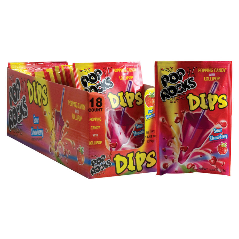 Wholesale Pop Rocks Sour Strawberry Dips Popping Candy- Bulk