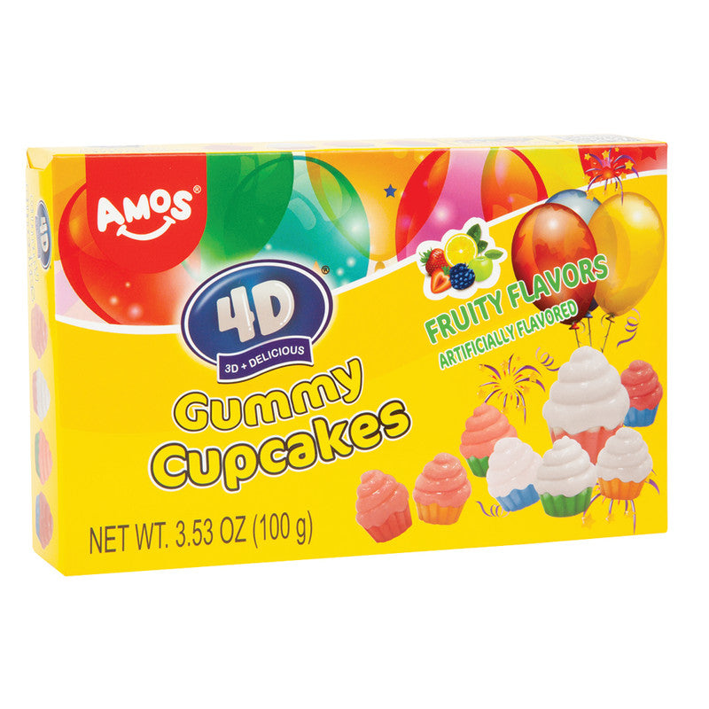Wholesale Amos 4D Gummy Cupcakes 3.53 Oz Theater Box Bulk