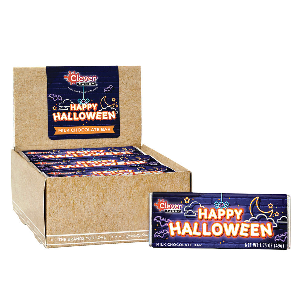 Wholesale Clever Candy Happy Halloween Milk Chocolate 1.75 Oz Bar Bulk