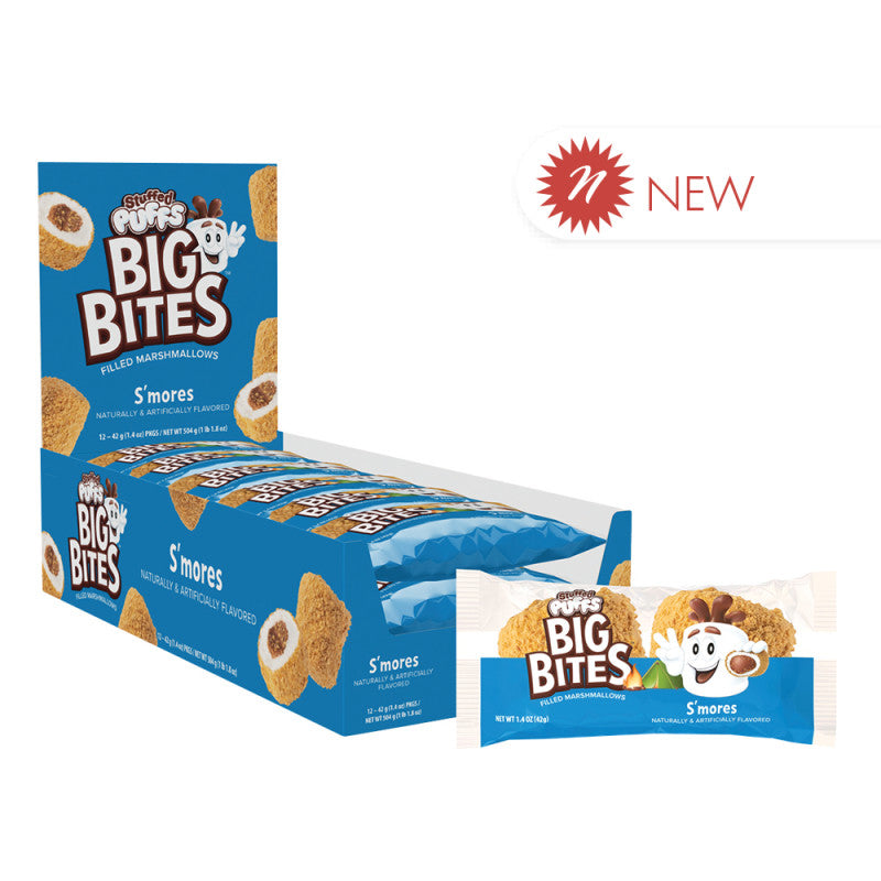 Wholesale Stuffed Puffs Big Bites Marshmallow S'Mores Twin Pack 1.4 Oz- Bulk