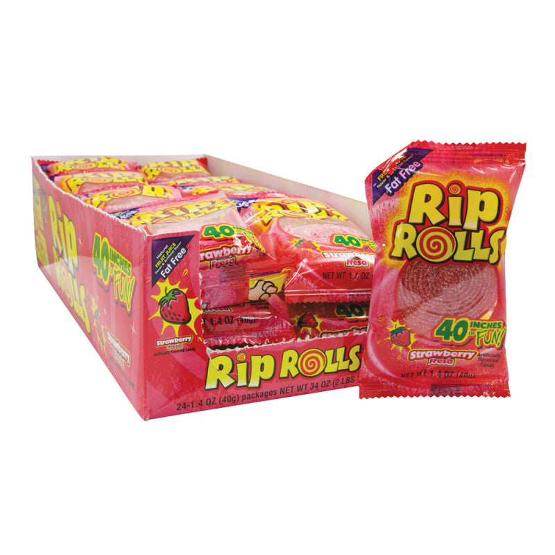 Wholesale Rip Rolls Sour Strawberry 1.4 Oz- Bulk