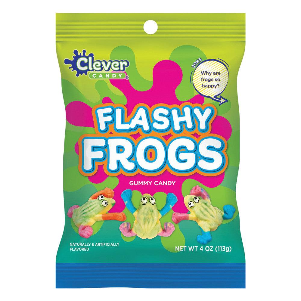 Wholesale Clever Candy Flashy Frogs 4 Oz Peg Bag Bulk