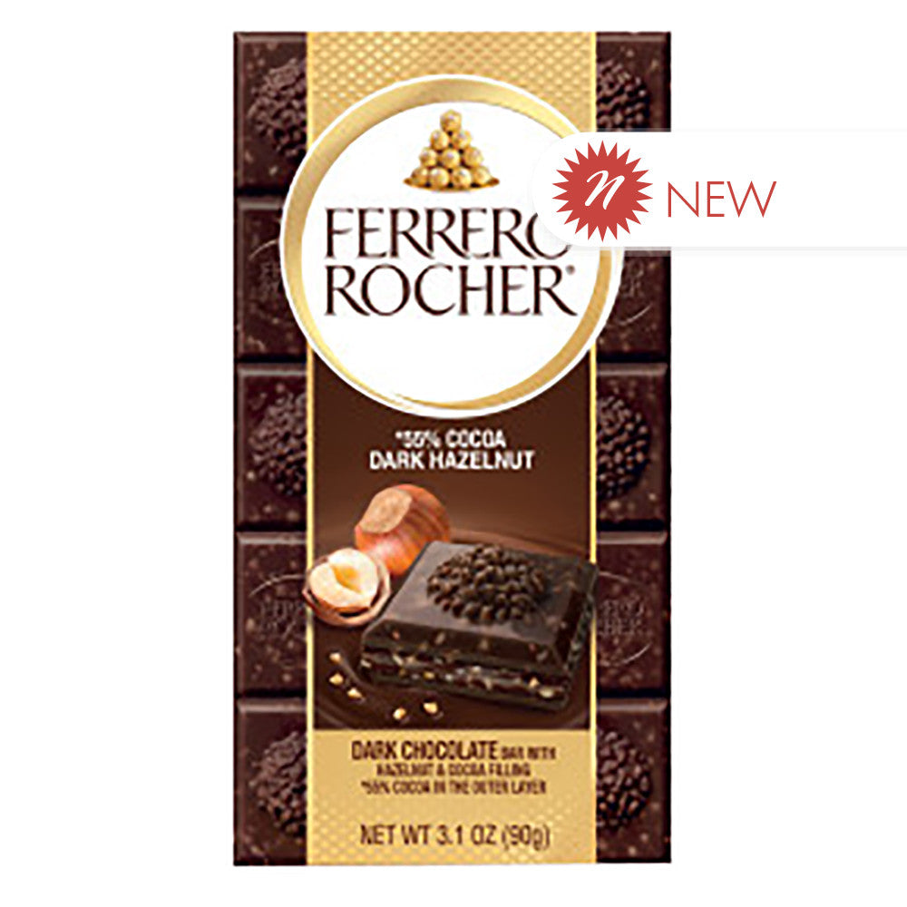 Wholesale Ferrero Rocher Bar Dark Chocolate Hazelnut Bar 3.1 Oz 8 Count Pack- Bulk