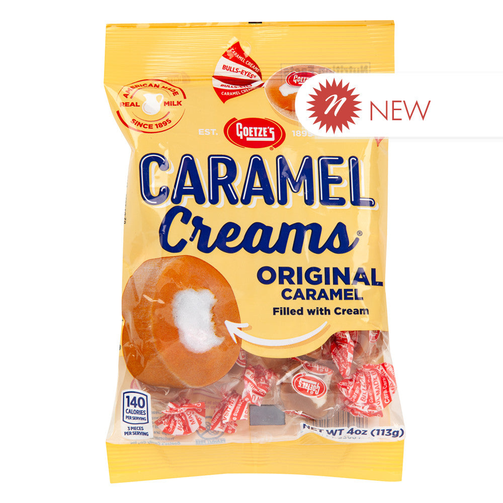 Wholesale Goetze Caramel Creams 4 Oz Peg Bag- Bulk