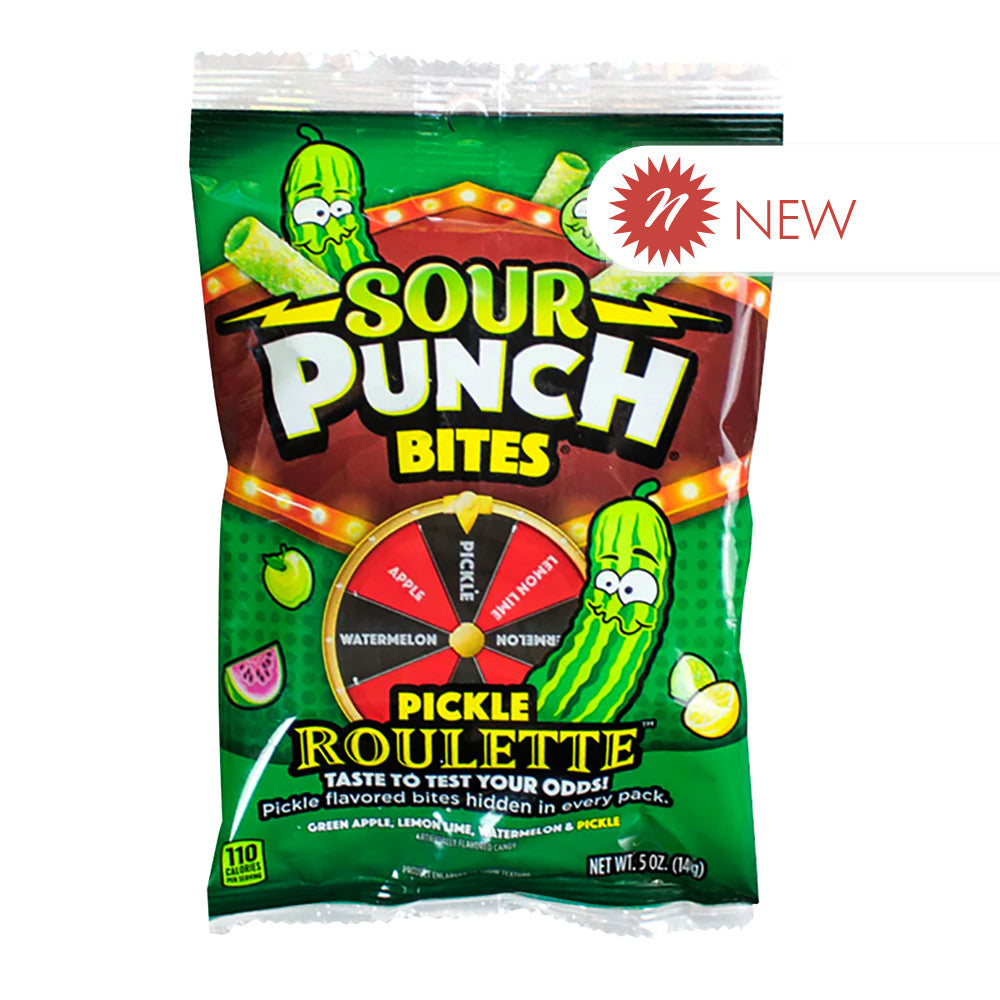 Wholesale Sour Punch Bites Pickle Roulette 5 Oz Peg Bag- Bulk